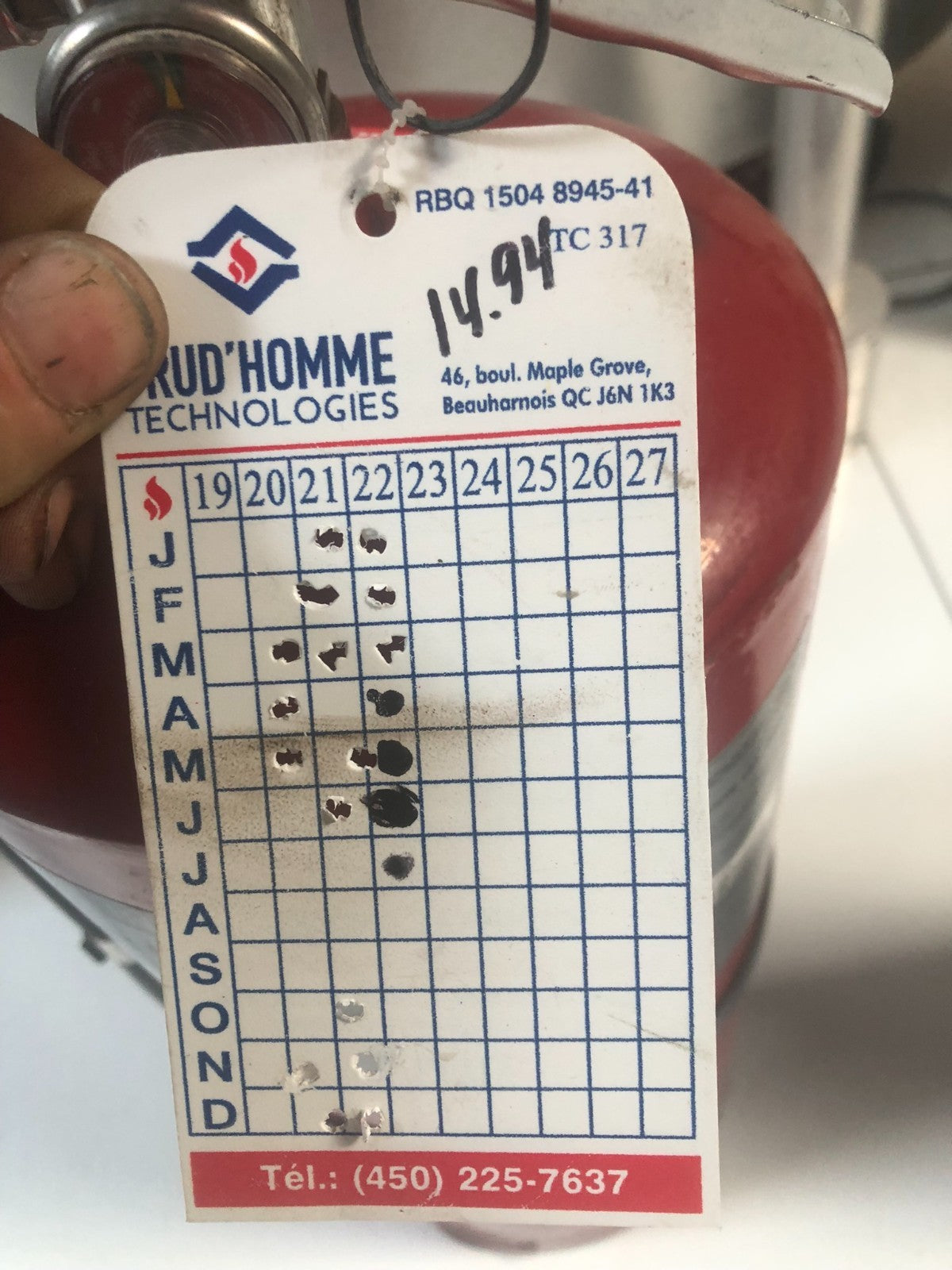 2020 Buckeye Fire Extinguisher, Model 20S HI SA ABC, 20lbs. Full