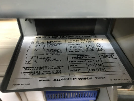 Allen-Bradley Bulletin 837 -A4A Temperature Switch
