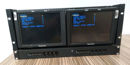 Dual Panasonic BT-LH900AP Monitor with Anton Bauer battery terminal, Rackmount