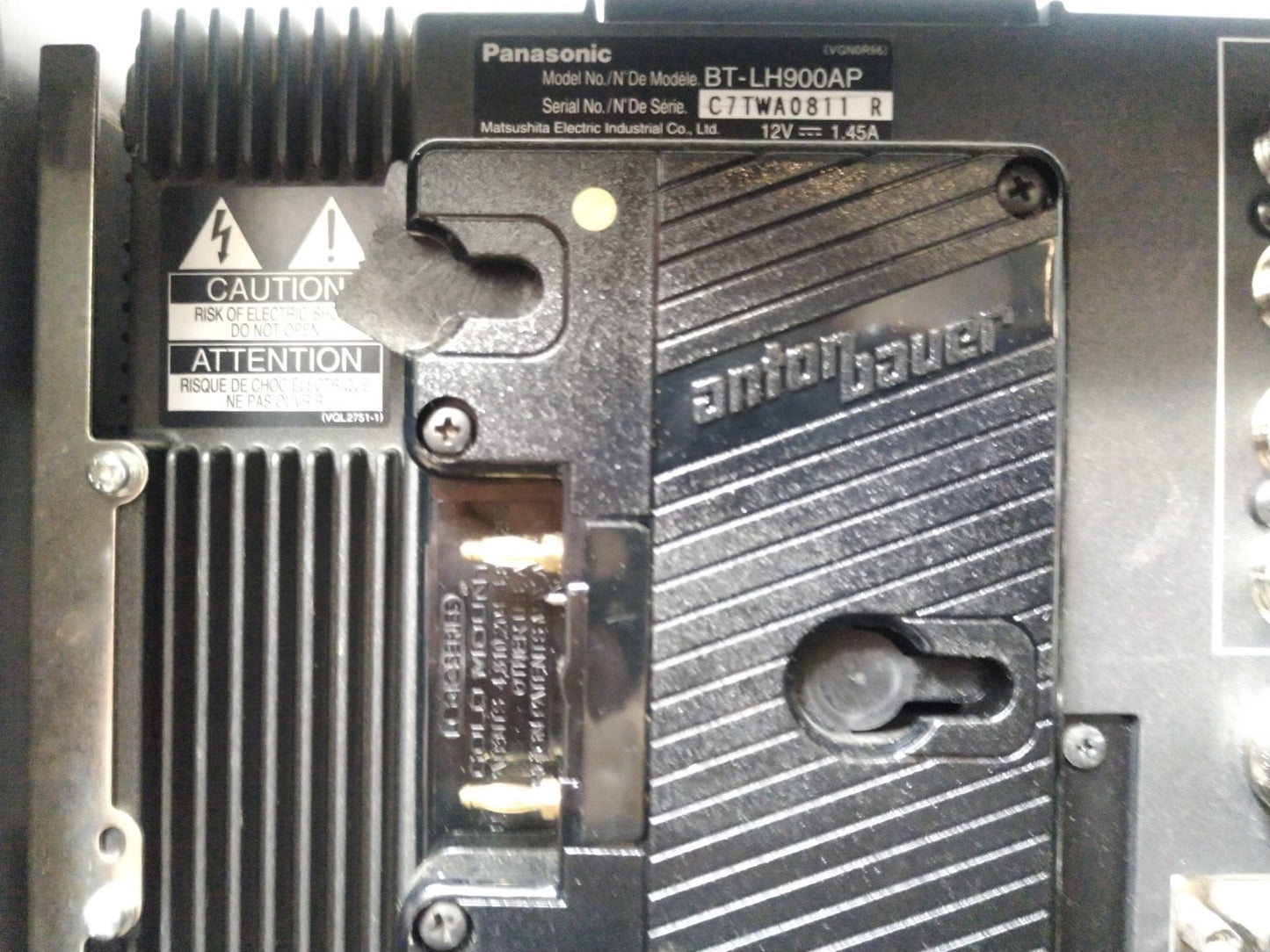 Dual Panasonic BT-LH900AP Monitor with Anton Bauer battery terminal, Rackmount