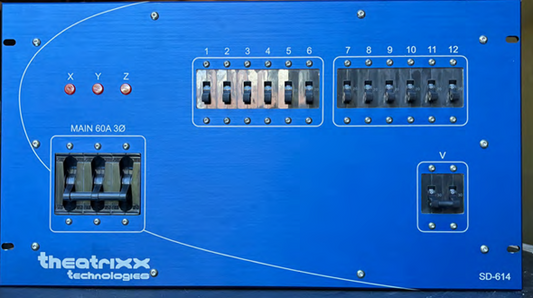 Distributeur Theatrixx SD-614, 60 A, triphasé, 12 circuits