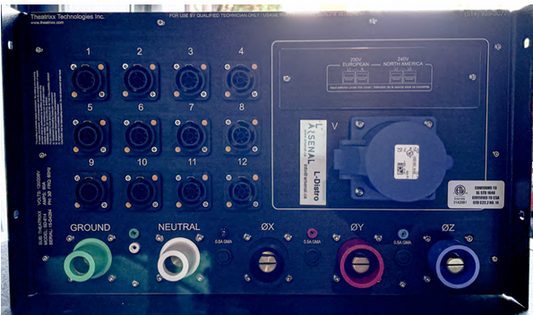 Distributeur Theatrixx SD-614, 60 A, triphasé, 12 circuits