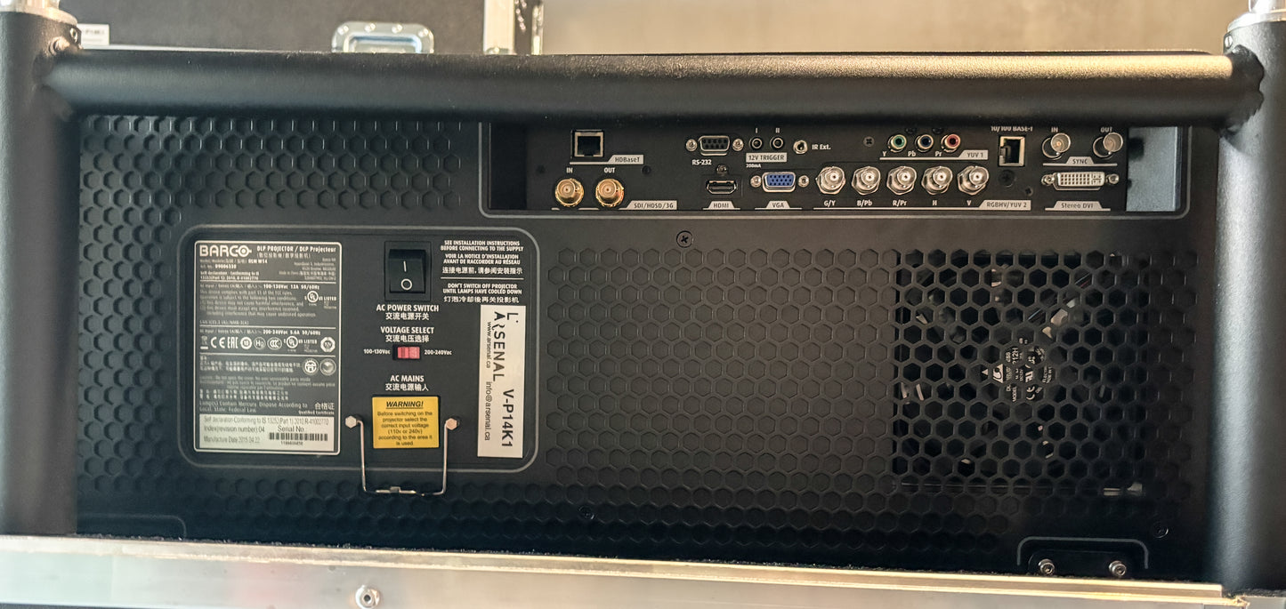 Barco RLM-W14 13,500 Lumens WUXGA Large Venue Projector, Cage and Roadcase