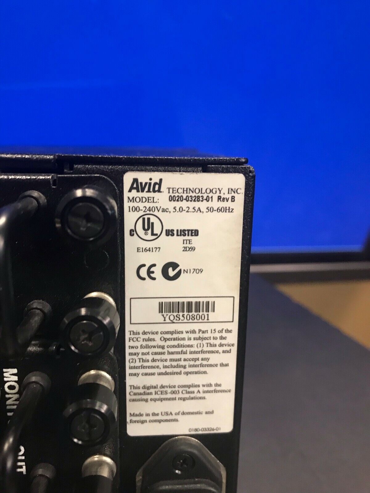 AVID NITRIS  0020-03283-01 HD Card Breakout Box Audio