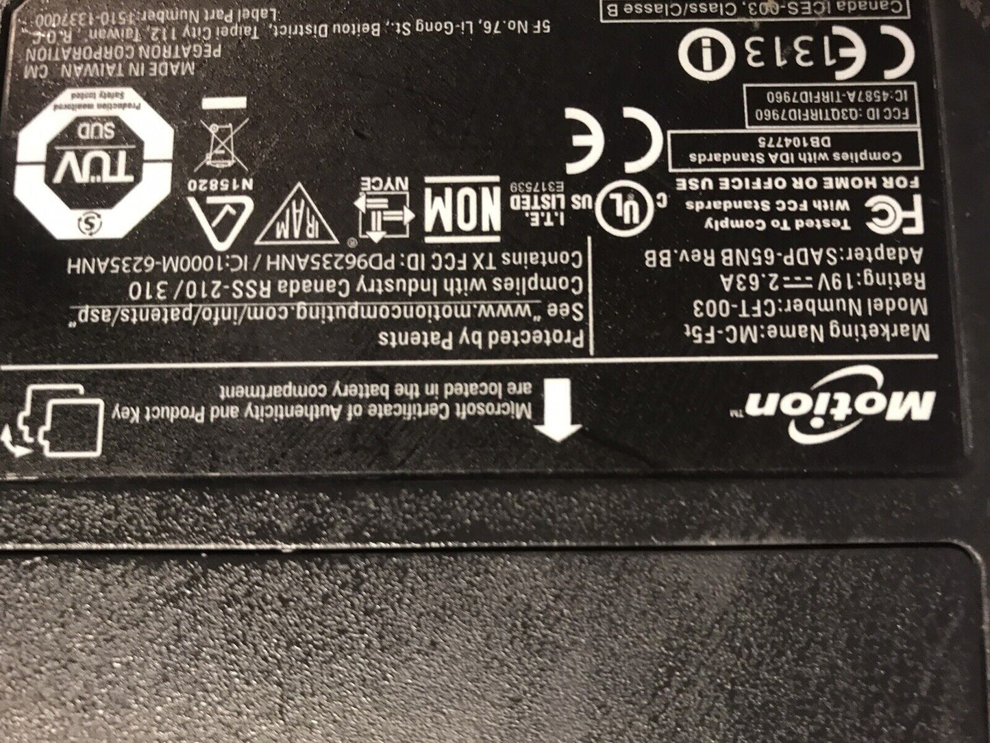 Motion Tablet MCF5t CFT-003 i7 3667U/4GB /60 SSD 10.4''Touchscreen