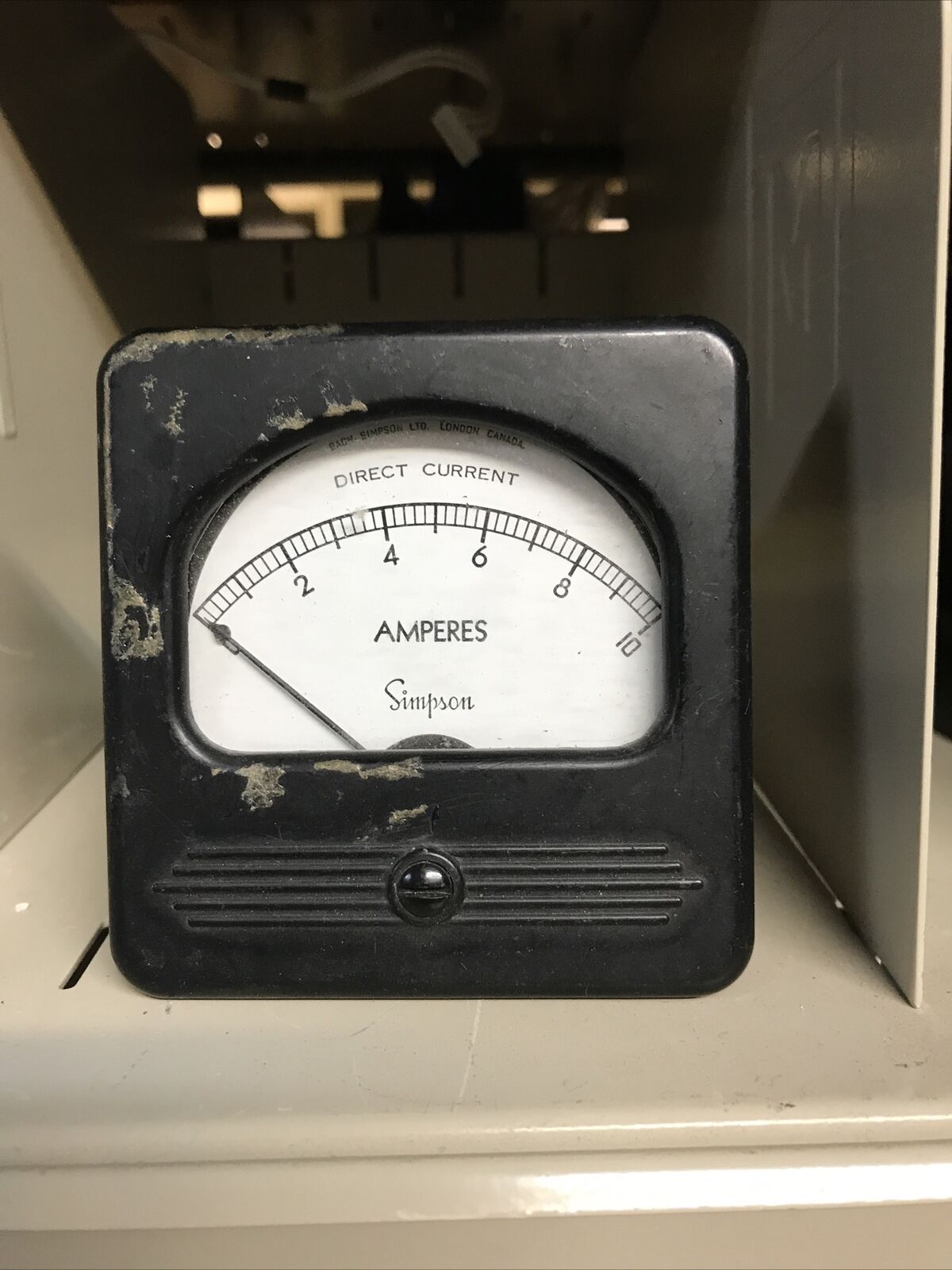 Vintage Simpson  Radio Panel Meter Simpson  0-10 DC Amperes Square Model 27